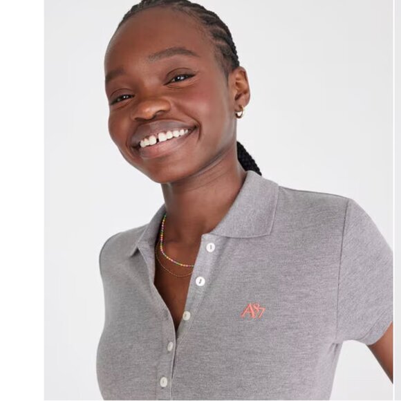 Aeropostale Women's Medium Heather Grey A87 Piqué Polo - Size Small - Picture 11 of 13